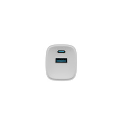 Univerzálna USB nabíjačka Natec RIBERA GaN 30W, 1X USB-A, 1X USB-C, Biela