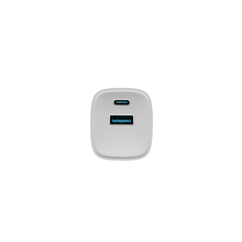 Univerzálna USB nabíjačka Natec RIBERA GaN 30W, 1X USB-A, 1X USB-C, Biela