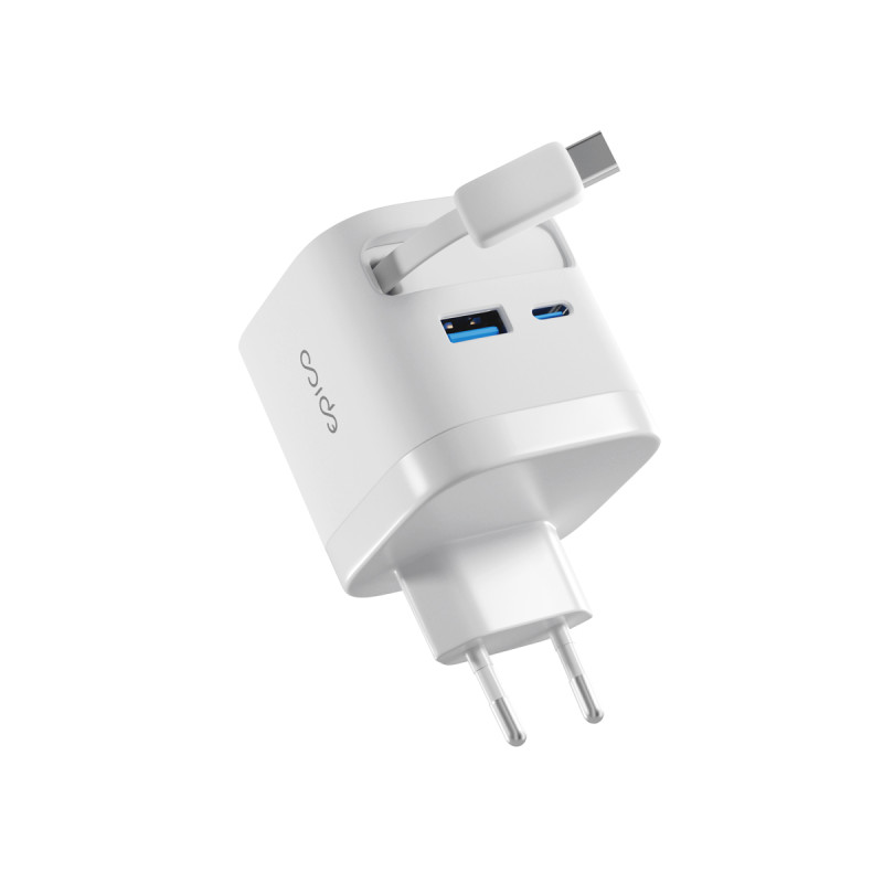 Epico UltraBoost Retractable GaN 65W adaptér EA65c so zabudovaným káblom