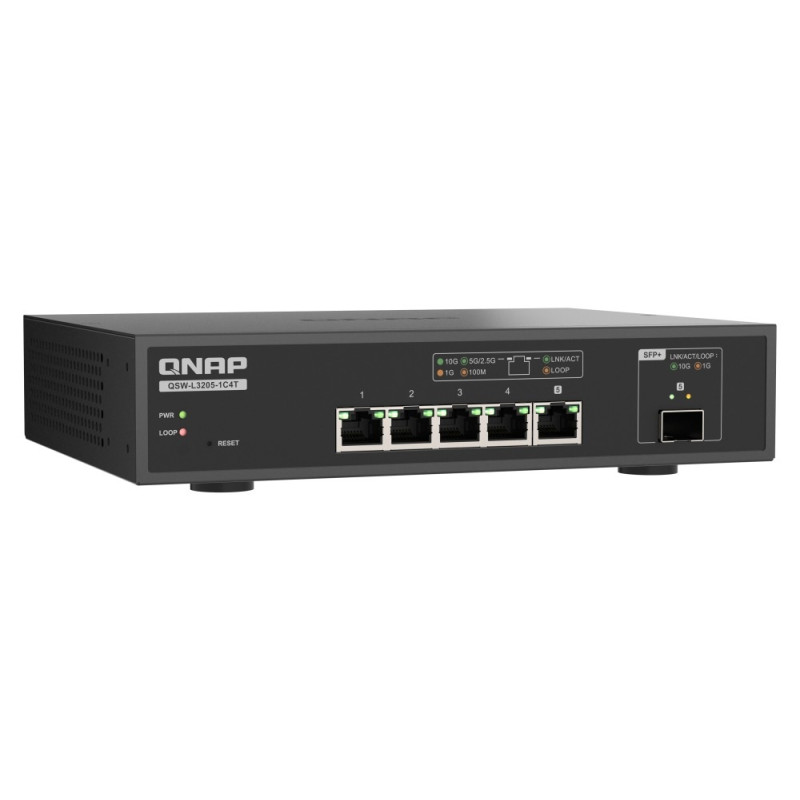 QNAP switch QSW-L3205-1C4T (4x 10GbE port, 1x 10G SFP+/NBASE-T Combo, Lite Managed)