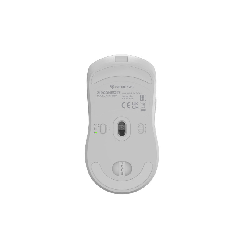 Genesis herná myš ZIRCON 500 G2/Herná/Optická/10 000 DPI/USB+BT/Biela