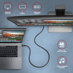 AXAGON BUCM32-CM20AB, SPEED+ kábel USB-C -- USB-C, 2m, USB 20Gbps, PD 100W 5A, 4K HD, ALU, oplet