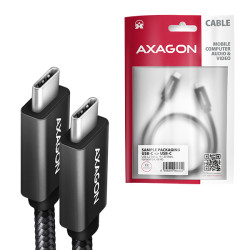 AXAGON BUCM32-CM20AB, SPEED+ kábel USB-C -- USB-C, 2m, USB 20Gbps, PD 100W 5A, 4K HD, ALU, oplet