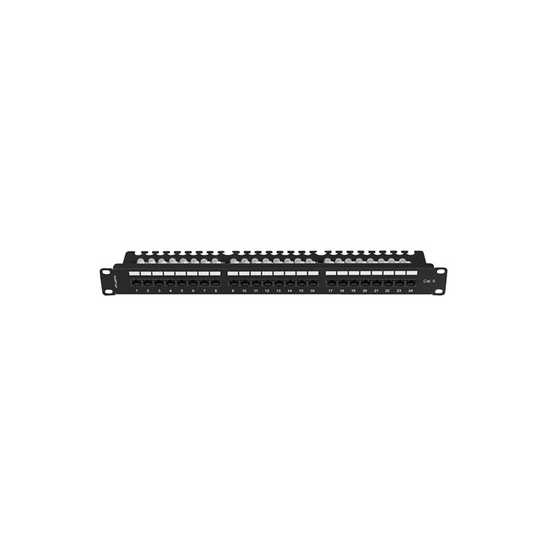 LANBERG PATCH PANEL 24 PORTOV 1U 19'' CAT.6 UTP S POLICIOU ČIERNY