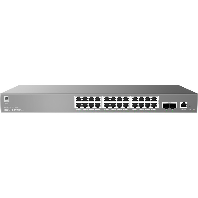 Grandstream GWN7803PL Pre L2++ Managed switch, 24x 1Gb RJ45, PoE+, SFP+, DHCP, CLI, VLAN