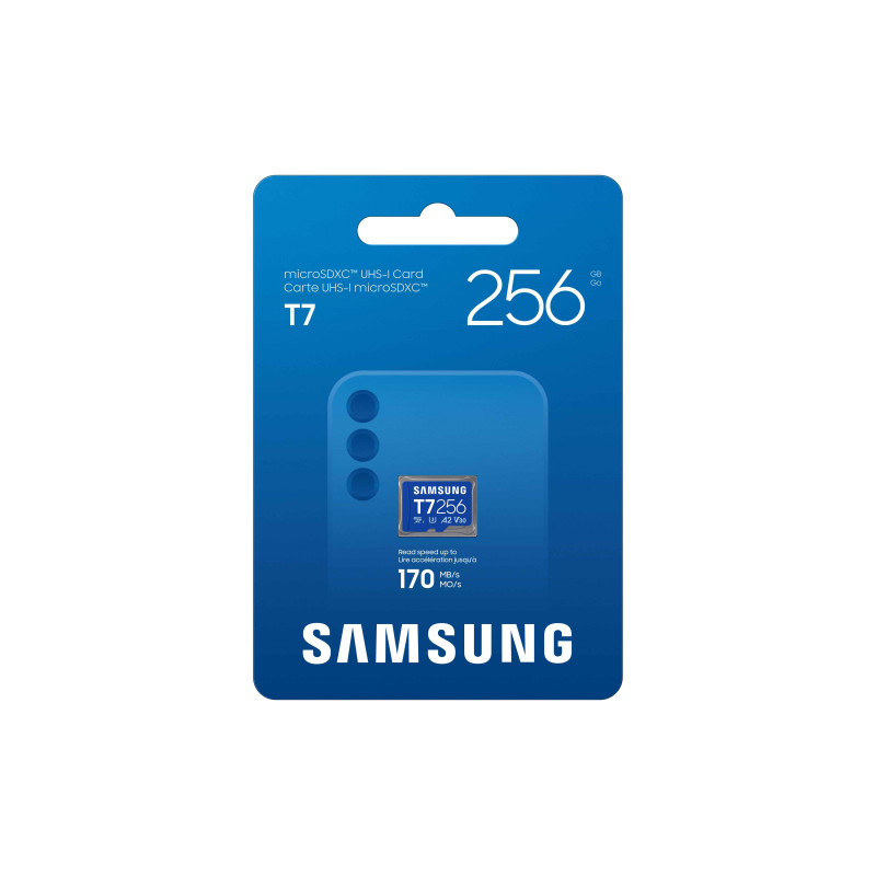 Samsung T7/Micro SDXC/256GB/UHS-I U3 / Class 10/Modrá