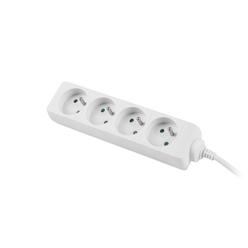 NATEC - Predlžovací kábel Lanberg PS0, 4 zásuvky, 1,5 m, biela