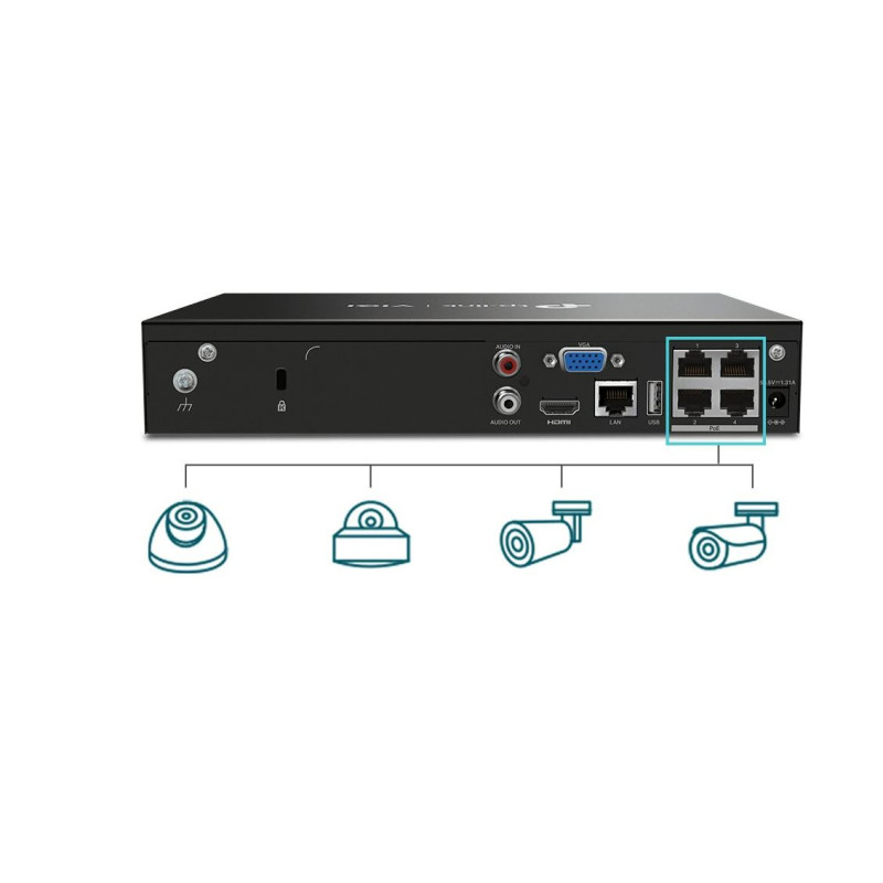 TP-LINK - VIGI NVR1004H-4P-2TB 4 Channel PoE NVR 2TB HDD