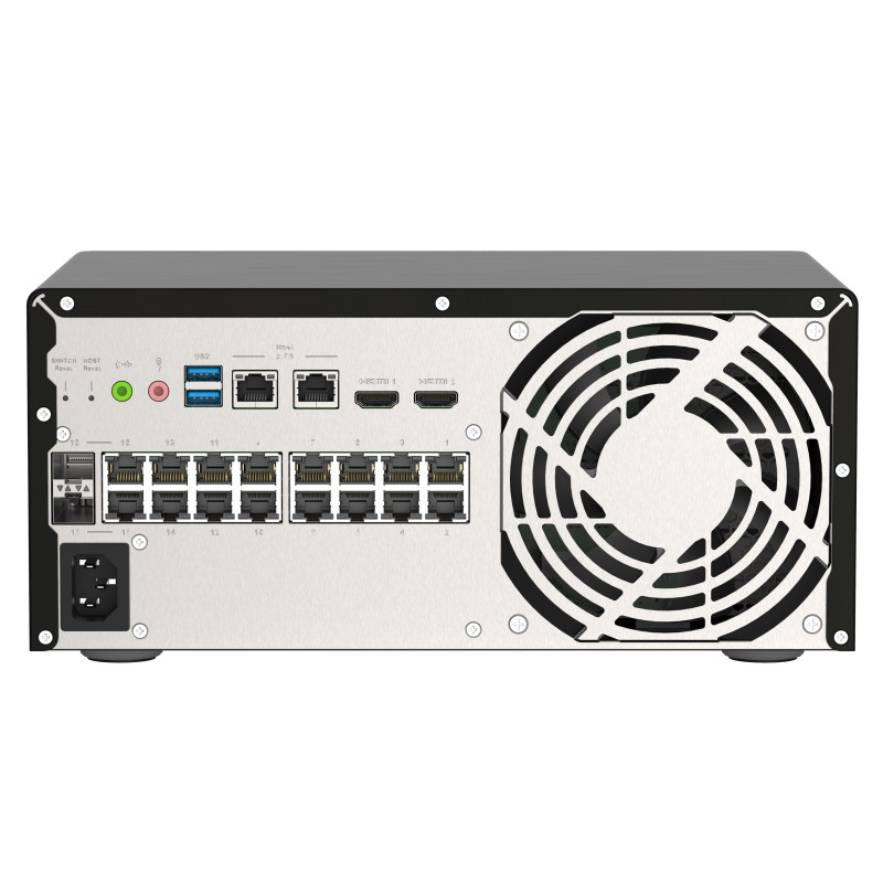 QNAP riadený switch QGD-3014-16PT-8G (16x GbE PoE+, 4core CPU, 4x SATA, 8GB RAM, 2x HDMI, 3x USB)