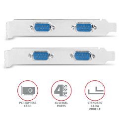 AXAGON PCEA-S4N, PCIe radič - 4x sériový port (RS232) 250 kbps, vr. LP