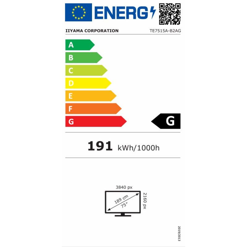 75'' iiyama TE7515A-B2AG: VA, 4K, EDLÁ, NFC