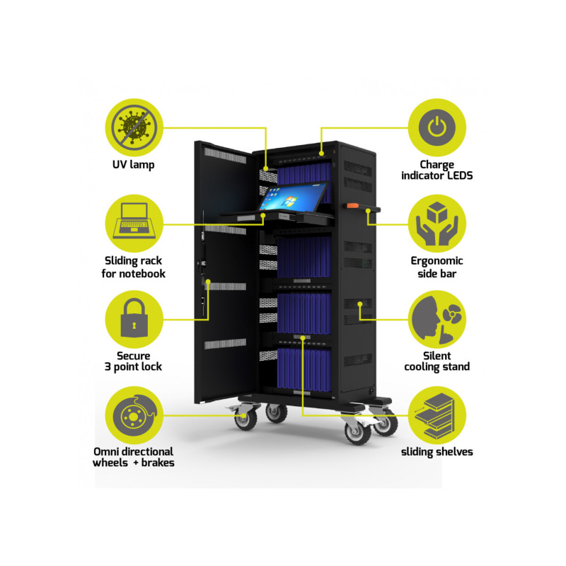 NONAME - PORT CONNECT CHARGING CABINET 40 Tablets + 1 NB, čierny