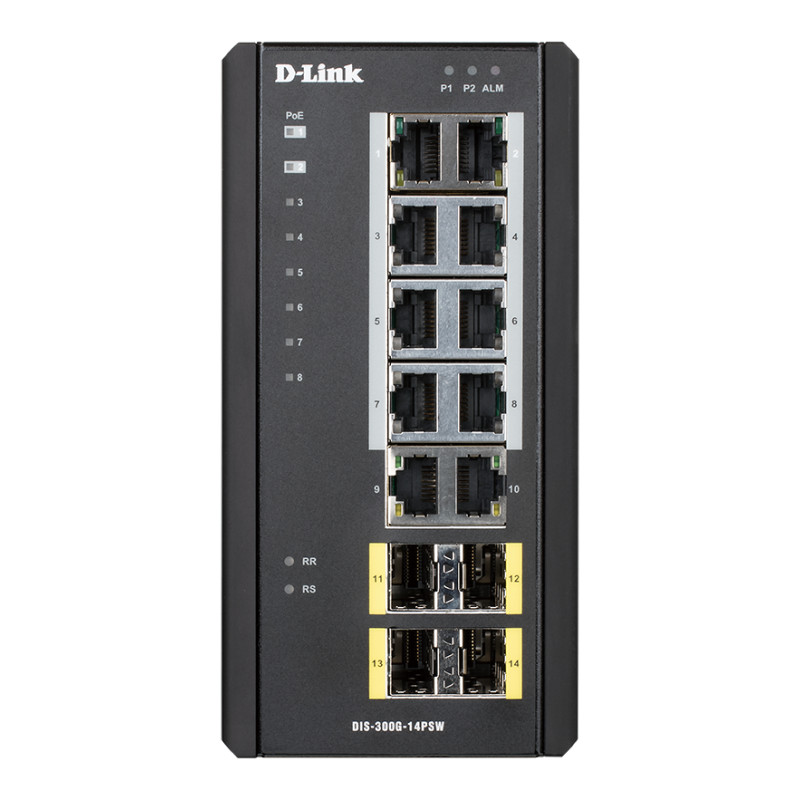 D-Link DIS-300G-14PSW Industrial Gigabit Manažérsky PoE Switch with SFP slots