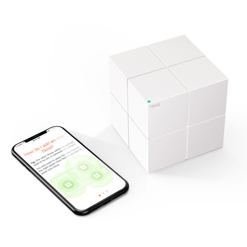 Tenda Nova MW6 (2-balenie) WiFi AC1200 Mesh gigabitový systém, MU-MIMO, 4x GLAN/GWAN, aplikácie SMART CZ
