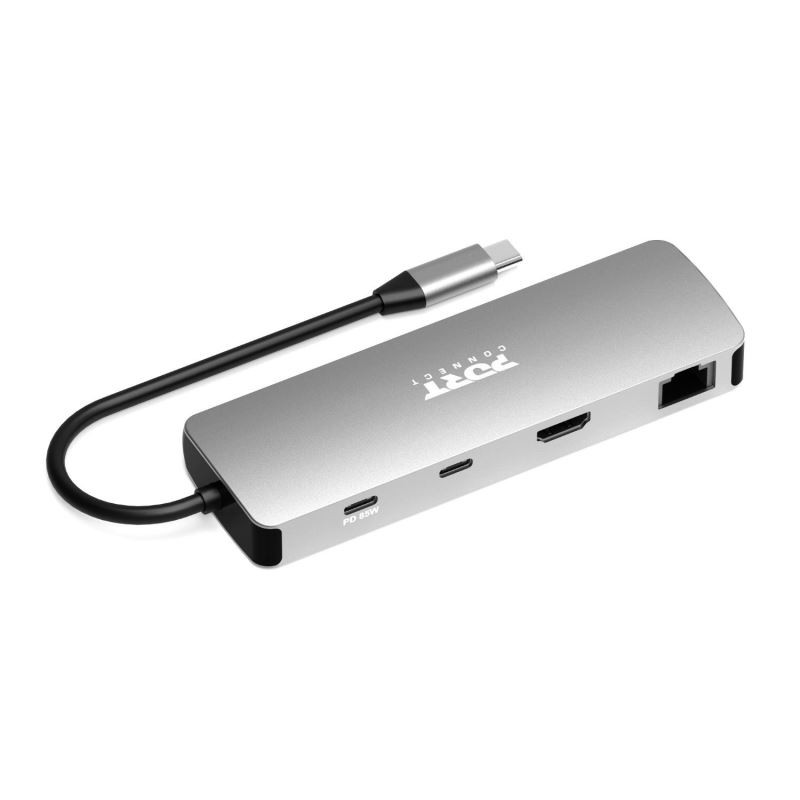 NONAME - PORT CONNECT USB-C 1× 4K dokovacia stanica, 9v1, hliníková konštrukcia, 85W PD, striebra