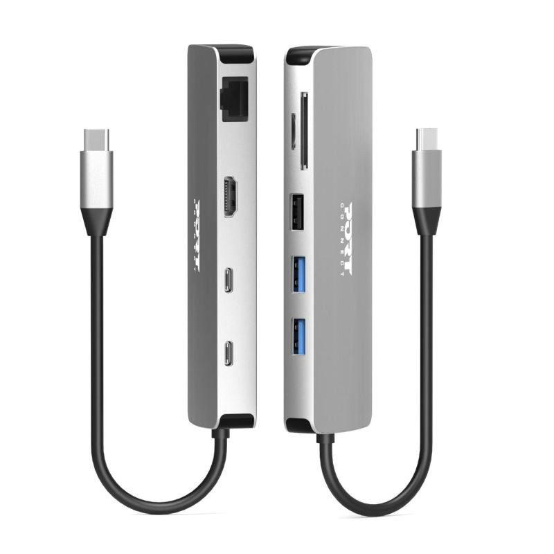 NONAME - PORT CONNECT USB-C 1× 4K dokovacia stanica, 9v1, hliníková konštrukcia, 85W PD, striebra