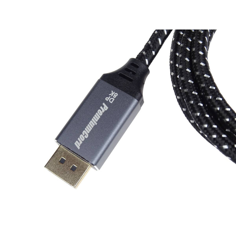 PremiumCord DisplayPort 1.4 prípojný kábel, kovové a pozlátené konektory, 2m