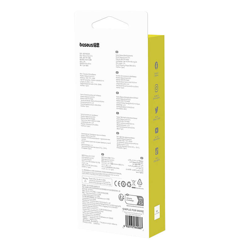 NONAME - Baseus Encok CZ11/USB-C/Drôt/Biela