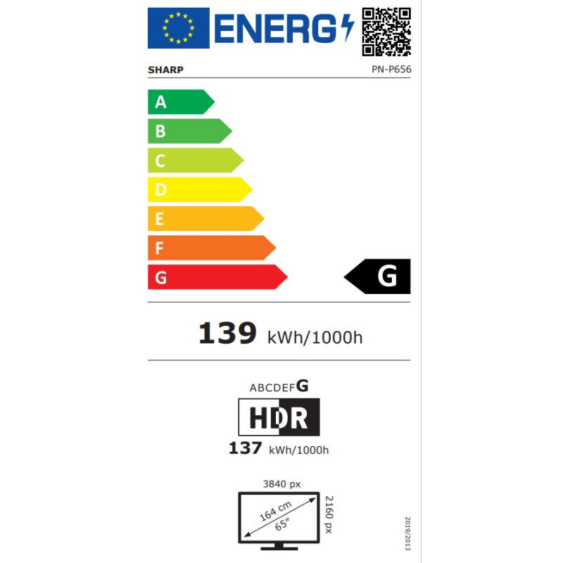 SHARP/NEC - 65'' LED SHARP P656,3840 x 2160, IPS, 24/7,700cd