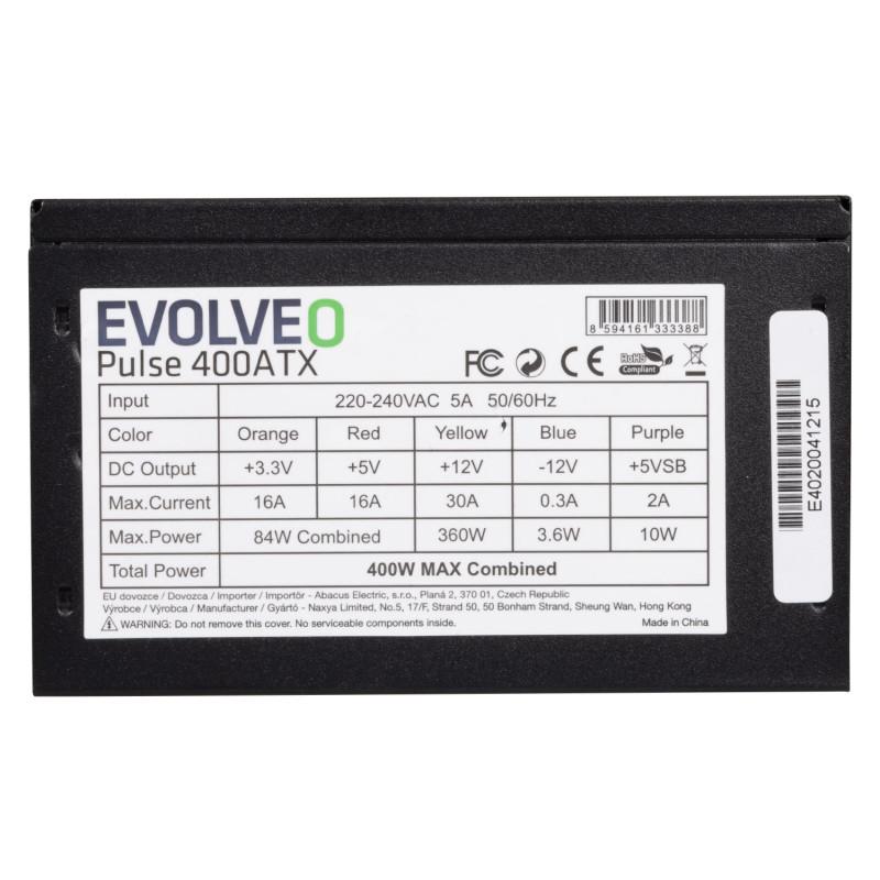 EVOLVEO Pulse 400, zdroj 400W, ATX, tichý, bulk, 3YRW