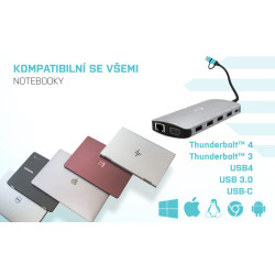i-tec USB 3.0/USB-C/TB3 3x Display Metal Nano Dock with LAN, PD 100W