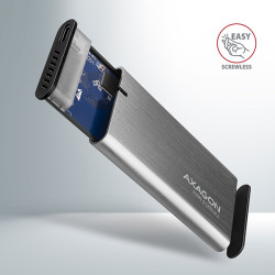 AXAGON EEM2-SB2, USB-C 3.2 Gen 2 - M.2 NVMe & SATA SSD kovový RAW box, bezšróbkový, čierny