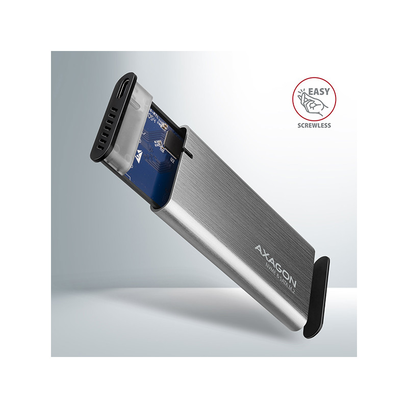 AXAGON EEM2-SB2, USB-C 3.2 Gen 2 - M.2 NVMe & SATA SSD kovový RAW box, bezšróbkový, čierny