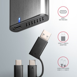 AXAGON EEM2-SB2, USB-C 3.2 Gen 2 - M.2 NVMe & SATA SSD kovový RAW box, bezšróbkový, čierny