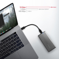 AXAGON EEM2-SB2, USB-C 3.2 Gen 2 - M.2 NVMe & SATA SSD kovový RAW box, bezšróbkový, čierny
