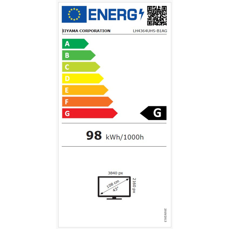 43'' iiyama LH4364UHS-B1AG:VA,4K UHD,Android,24/7