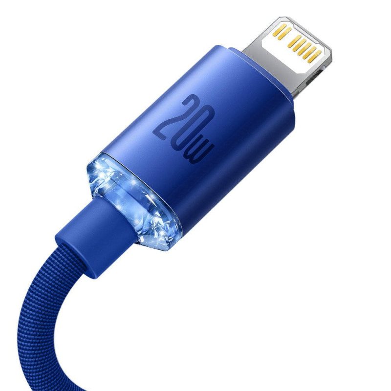 NONAME - Baseus CAJY000203 Crystal Shine Series Dátový Kabel USB-C - Lightning 20W 1,2m Blue
