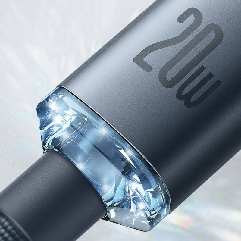 NONAME - Baseus CAJY000203 Crystal Shine Series Dátový Kabel USB-C - Lightning 20W 1,2m Blue