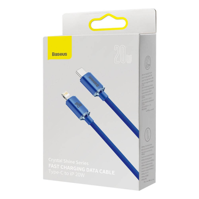 NONAME - Baseus CAJY000203 Crystal Shine Series Dátový Kabel USB-C - Lightning 20W 1,2m Blue