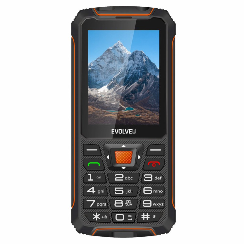 EVOLVEO StrongPhone Z6, IP68 odolný Dual SIM telefón, 2,8'' LCD, 4000mAh, Powerbanka, černo-oranžový