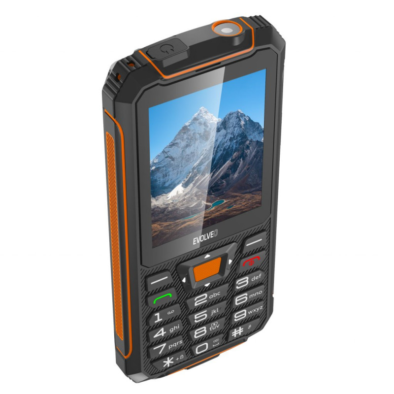 EVOLVEO StrongPhone Z6, IP68 odolný Dual SIM telefón, 2,8'' LCD, 4000mAh, Powerbanka, černo-oranžový