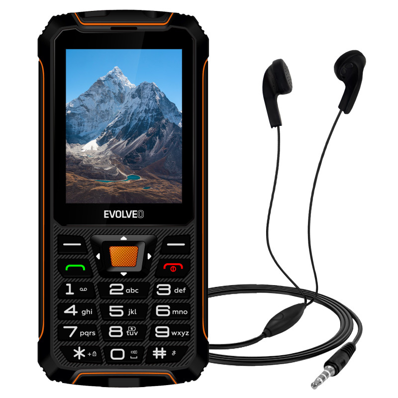 EVOLVEO StrongPhone Z6, IP68 odolný Dual SIM telefón, 2,8'' LCD, 4000mAh, Powerbanka, černo-oranžový