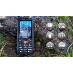 EVOLVEO StrongPhone Z6, IP68 odolný Dual SIM telefón, 2,8'' LCD, 4000mAh, Powerbanka, černo-oranžový