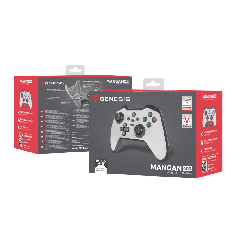 Bezdrôtový gamepad Genesis MANGAN 400 pre PC/Switch/Mobil, biely