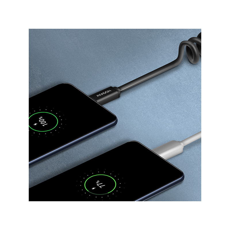 AXAGON BUCM-AM10TB, TWISTER kábel USB-C -- USB-A, 0.6m, USB 2.0, 3A, ALU, tpe, čierny