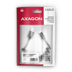 AXAGON BUCM-AM10TB, TWISTER kábel USB-C -- USB-A, 0.6m, USB 2.0, 3A, ALU, tpe, čierny