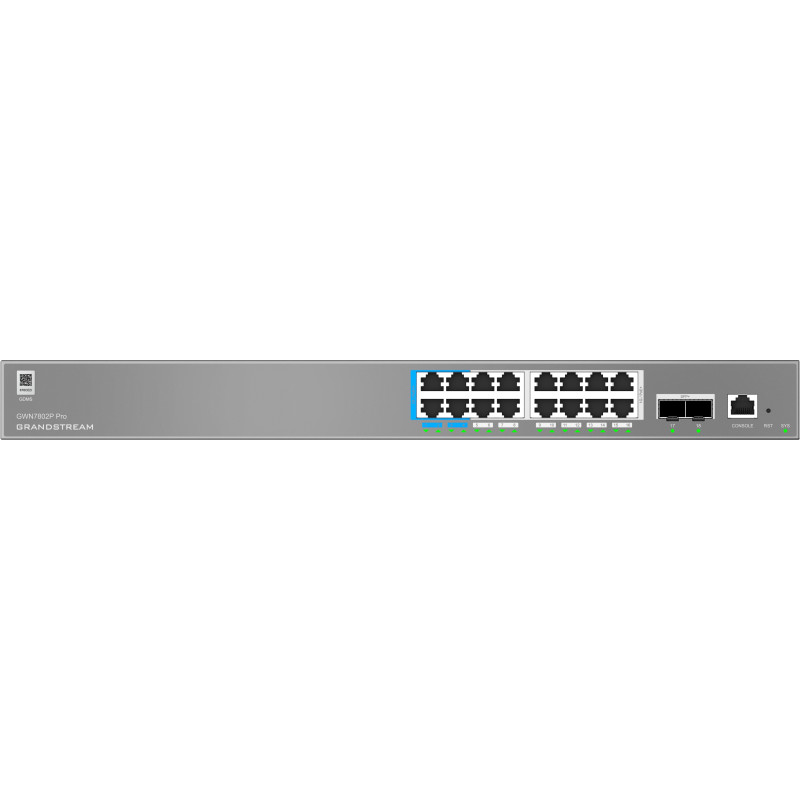 Grandstream GWN7802P Pre L2++ Managed Network switch, 16x 1Gb RJ45, PoE++, SFP+, DHCP, CLI, VLAN