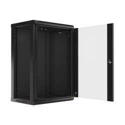 LANBERG 19'' RACKOVÁ SKRIŇA PRO MONTÁŽ NA STENU 18U/600X450 (FLAT PACK) S PROSKLENÝMI DVERMI ČIERNA V2
