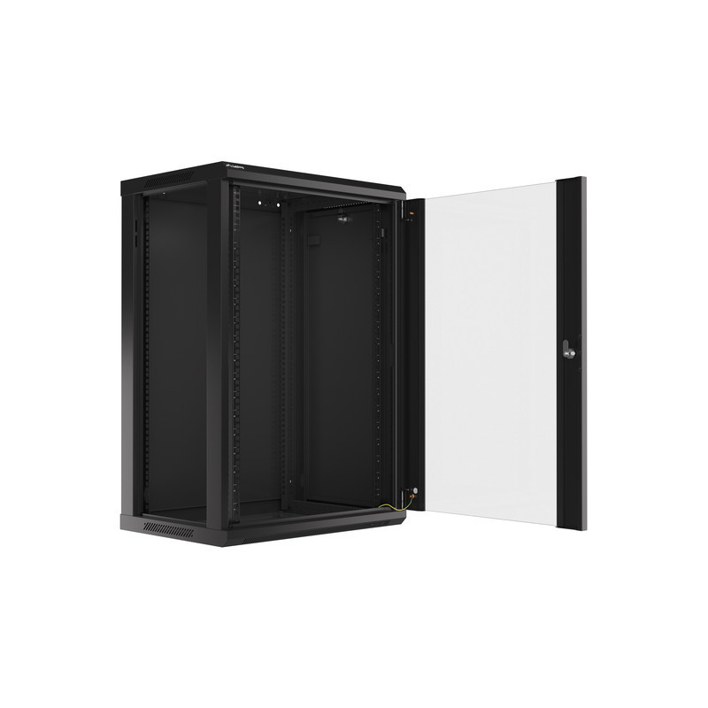 LANBERG 19'' RACKOVÁ SKRIŇA PRO MONTÁŽ NA STENU 18U/600X450 (FLAT PACK) S PROSKLENÝMI DVERMI ČIERNA V2