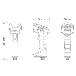 Virtuos HW-857 CCD 2D priemyselná, čítačka, bezdrôtová, USB, tmavo šedá