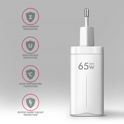 AXAGON ACU-DPQ65W, GaN nabíjačka do siete 65W, 3x port (USB-A + dual USB-C), PD3.0/QC4+/PPS/Apple
