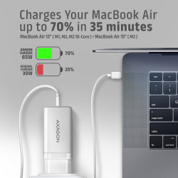 AXAGON ACU-DPQ65W, GaN nabíjačka do siete 65W, 3x port (USB-A + dual USB-C), PD3.0/QC4+/PPS/Apple