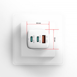 AXAGON ACU-DPQ65W, GaN nabíjačka do siete 65W, 3x port (USB-A + dual USB-C), PD3.0/QC4+/PPS/Apple
