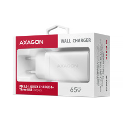AXAGON ACU-DPQ65W, GaN nabíjačka do siete 65W, 3x port (USB-A + dual USB-C), PD3.0/QC4+/PPS/Apple