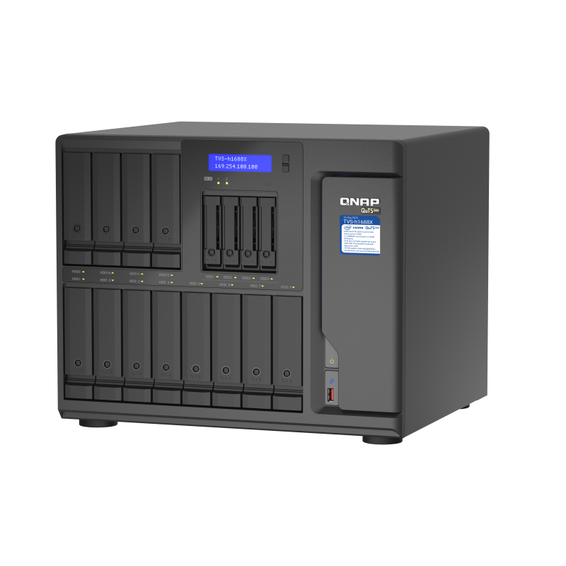 QNAP TVS-h1688X-W1250-32G (Xeon 3,3GHz, ZFS, 32GB ECC RAM, 12x 3,5'' + 4x 2,5'', 2x M.2 NVMe, 4x2,5GbE)