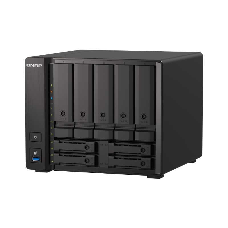 QNAP TS-h973AX-32G (Ryzen 2,2GHz, ZFS, 32GB RAM, 5x 3,5'' + 4x 2,5'' SATA/2x U.2, 2x 2,5GbE, 1x 10GbE)